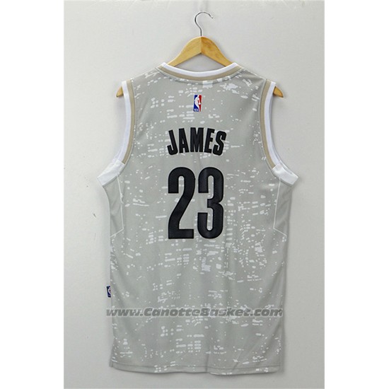 Maglia Luci Della Citta Cleveland Cavaliers LeBron James #23 Grigio